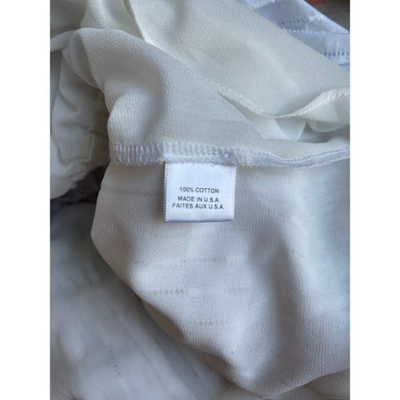 MISA Los Angeles Ruffle Mini Dress White Eyelet Tiered Flutter Sleeve L - Picture 6 of 7